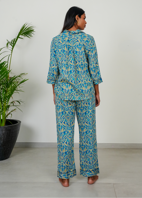 Ela 3/4 Sleeve PJ set - Blue Empire