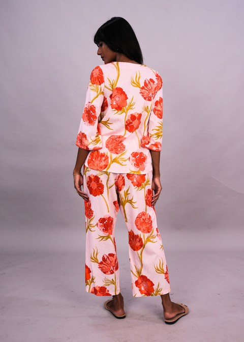 Radha Tunic Set - Blush Anemones