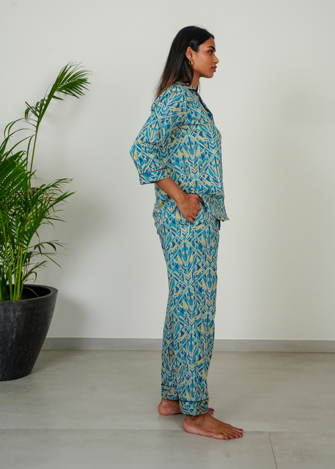 Ela 3/4 Sleeve PJ set - Blue Empire