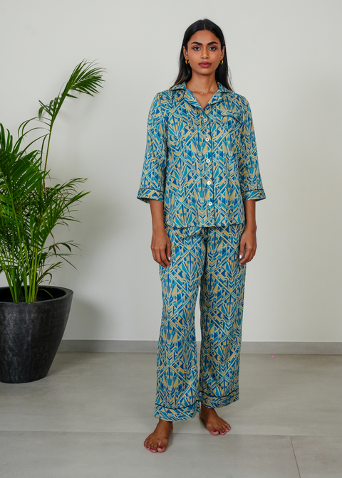 Ela 3/4 Sleeve PJ set - Blue Empire