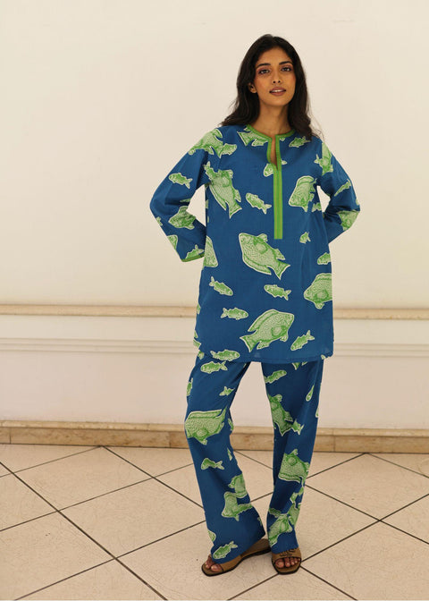 Yashoda Tunic Set - Blue Fish New Fish