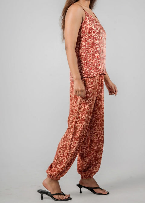 Balloon Pant Coord Set - Red Floral