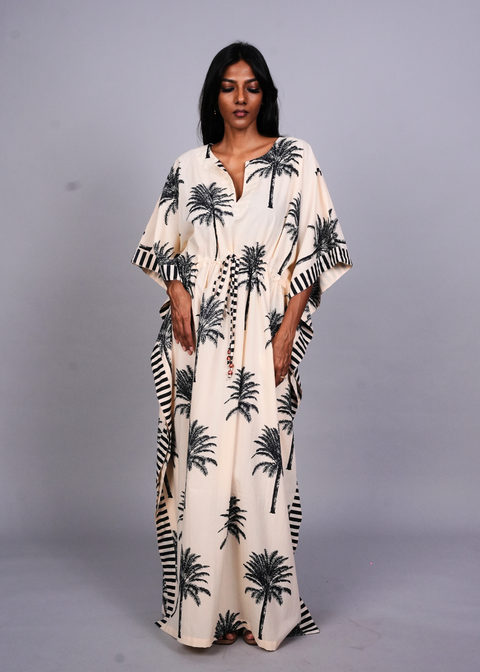 Surya Caftan - White Palms
