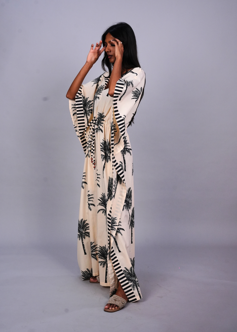 Surya Caftan - White Palms