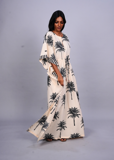 Surya Caftan - White Palms