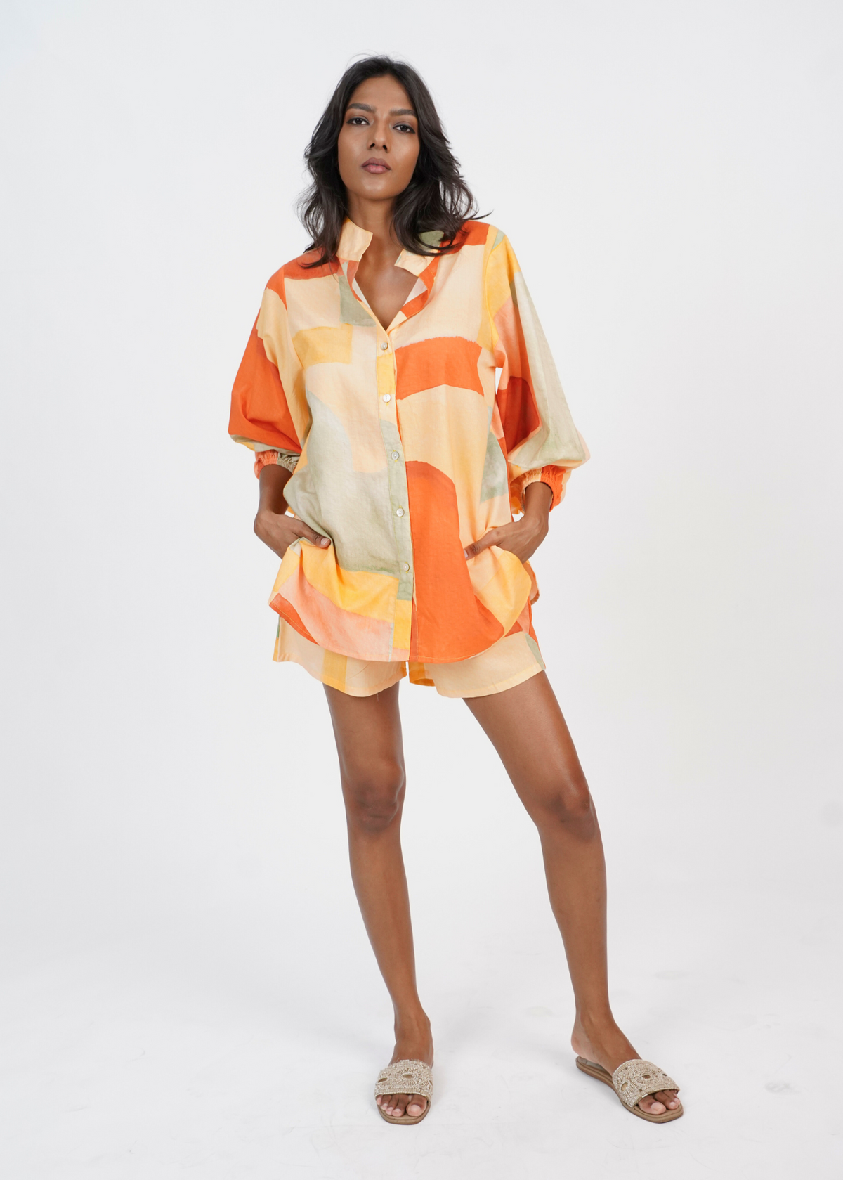 Zeenat Shorts Coord Set - Summer Sky