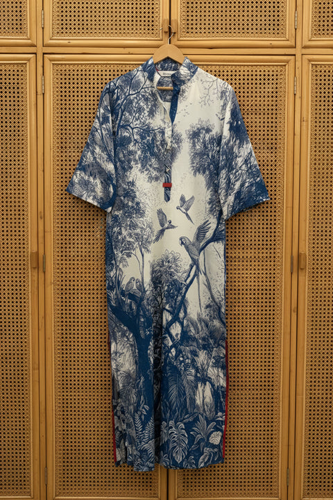 Nikki Lounge Dress - Blue Madras Toile