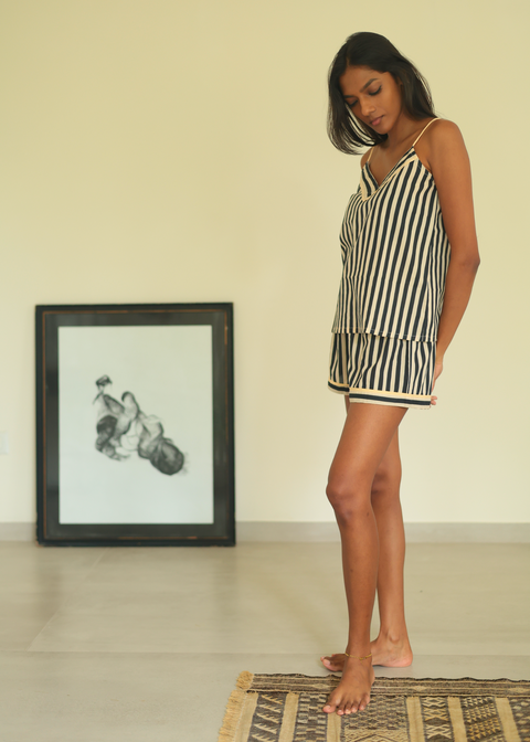 Chhaya Tank Top - BW Stripes