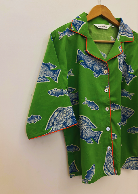 Sharan Boxy PJ set - Green Fish Two Fish