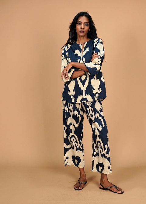 Radha Tunic Set - Navy Chandeliers