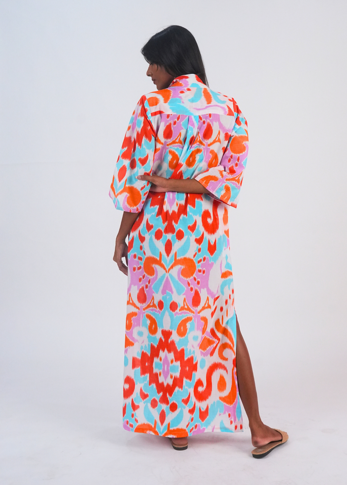 Nikki Lounge Dress - Sea Glass Ikat