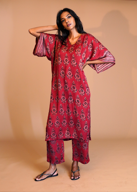 Tejal Tunic Set - Ruby Pendant