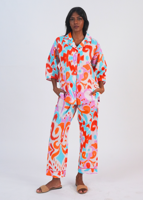 Sharan Boxy PJ Set - Sea Glass Ikat