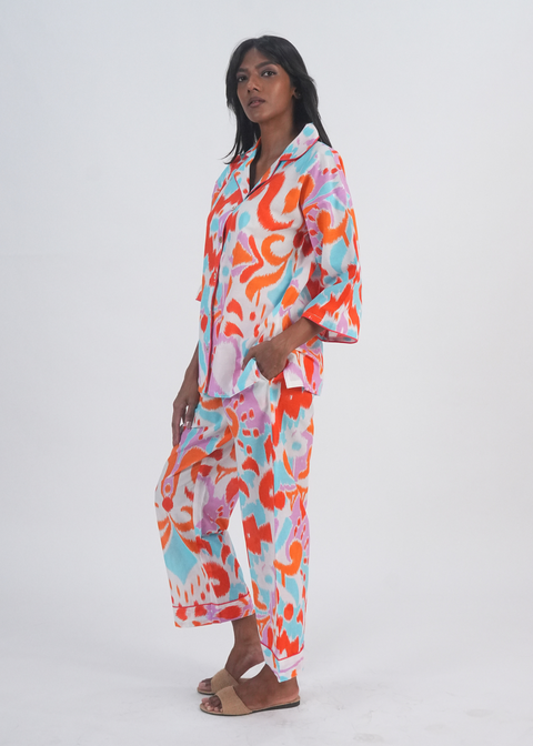 Sharan Boxy PJ Set - Sea Glass Ikat