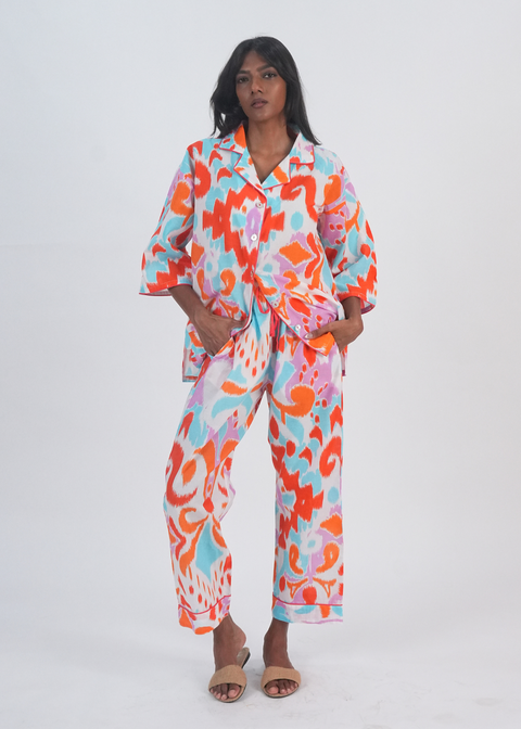 Sharan Boxy PJ Set - Sea Glass Ikat