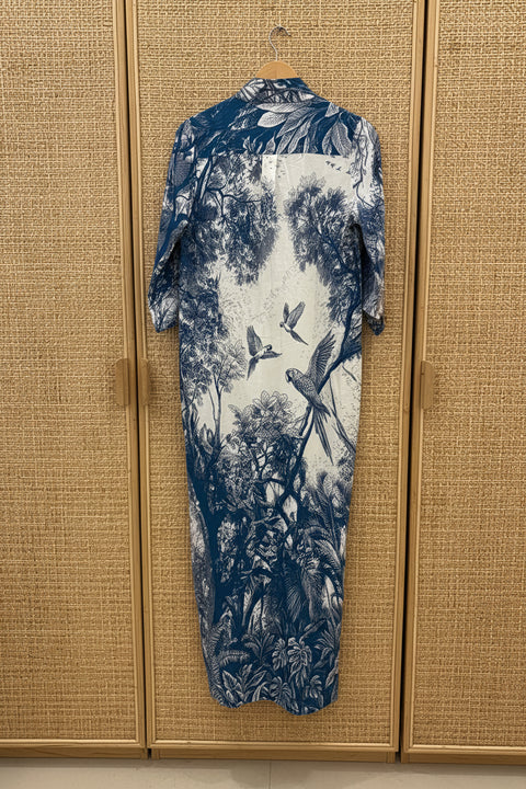 Nikki Lounge Dress - Blue Madras Toile