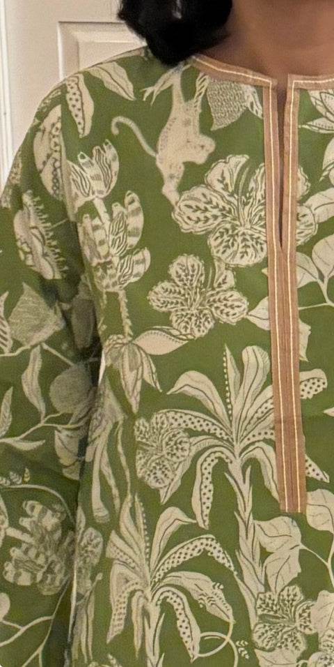 Yashoda Tunic Set - Green Jungle Boogie