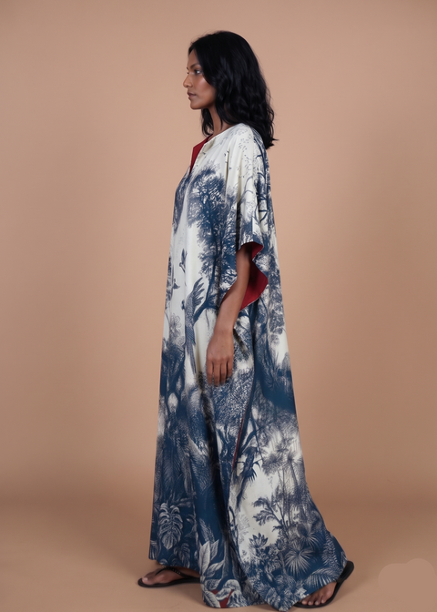 Surya Caftan - Blue Madras Toile
