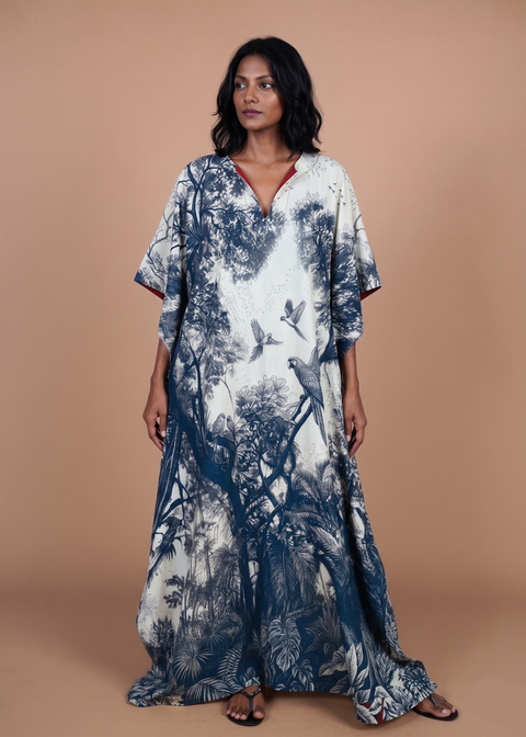 Surya Caftan - Blue Madras Toile