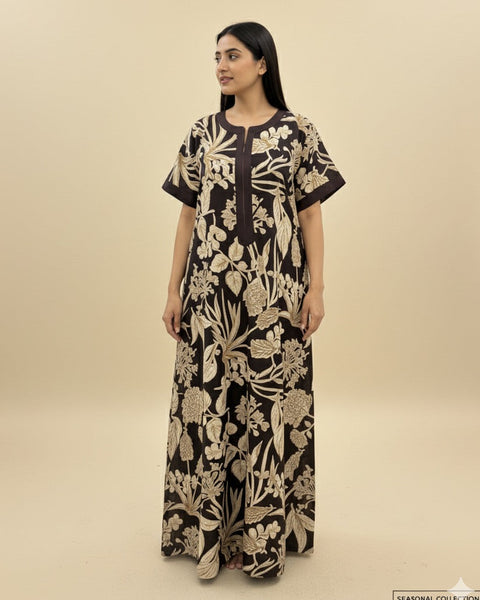 Diya Nightgown - Brown Kodi Flowers