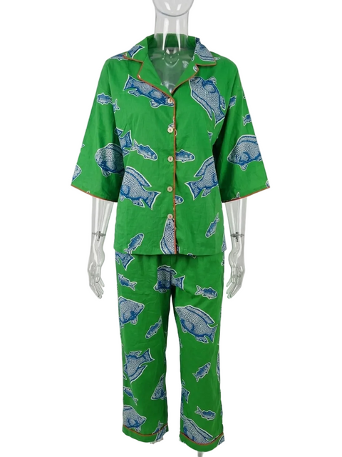 Sharan Boxy PJ set - Green Fish Two Fish
