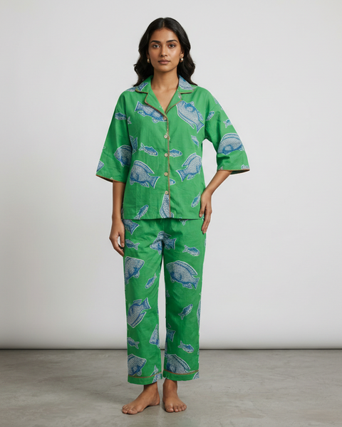 Sharan Boxy PJ set - Green Fish Two Fish