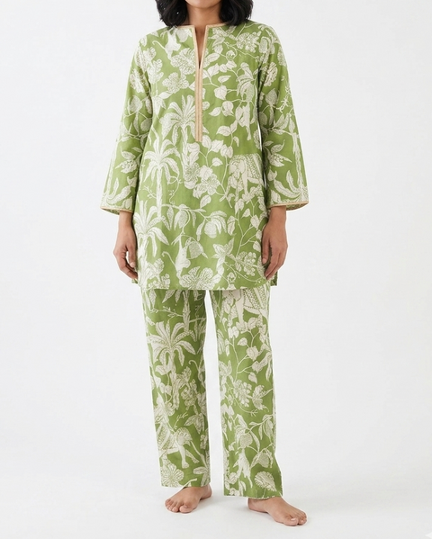 Yashoda Tunic Set - Green Jungle Boogie