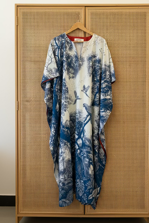 Surya Caftan - Blue Madras Toile