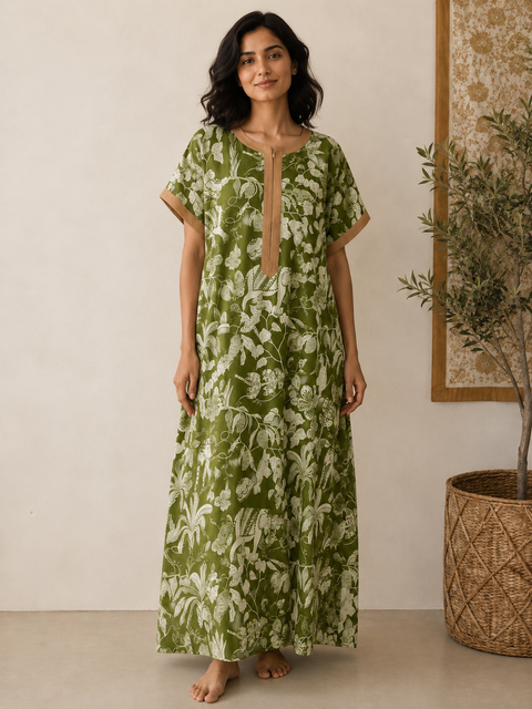 Diya Nightgown - Green Jungle