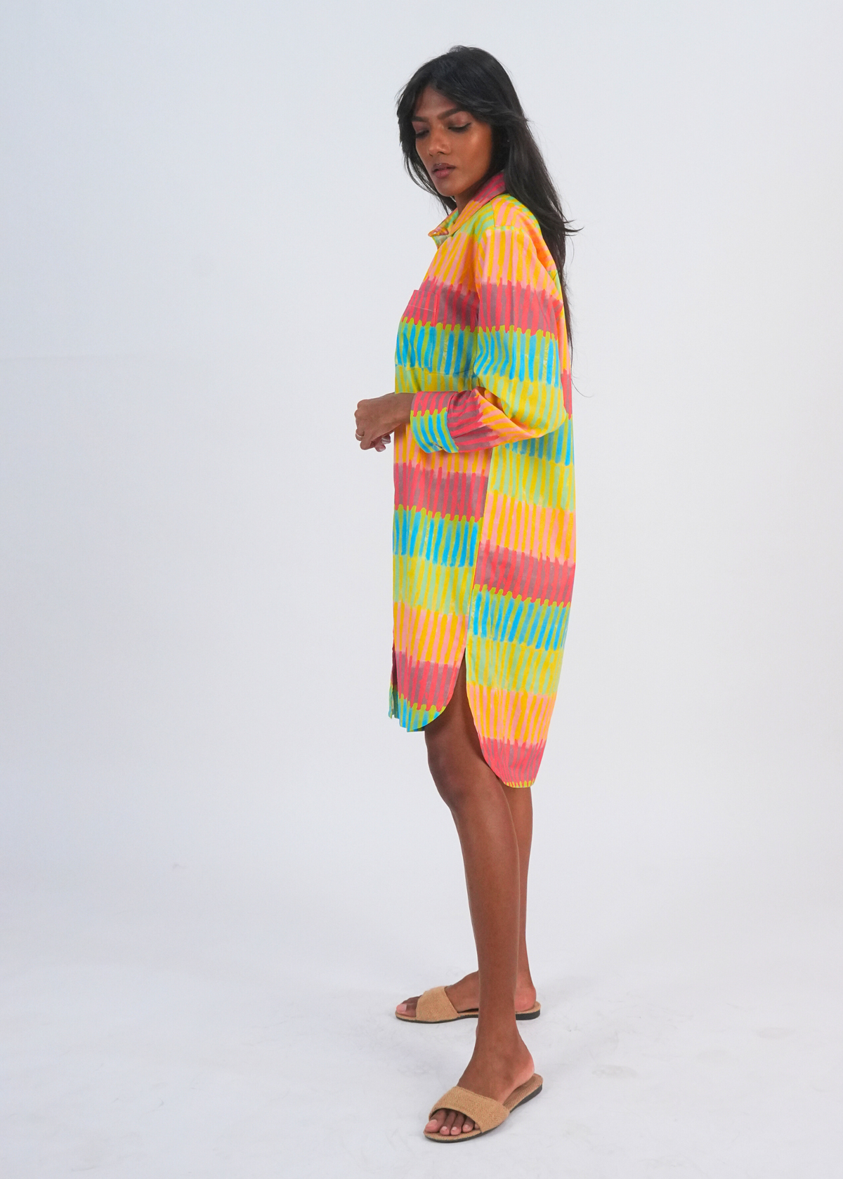 Shirt Dress - Broken Stripes