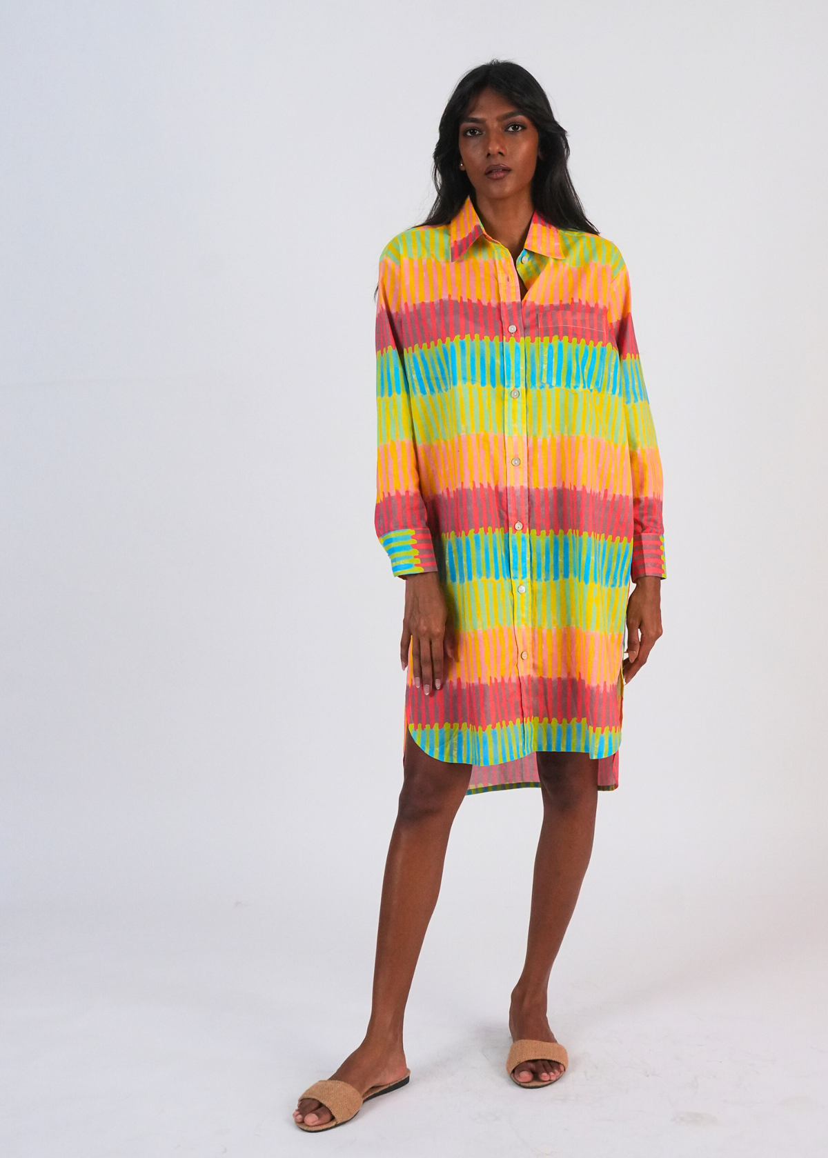 Shirt Dress - Broken Stripes