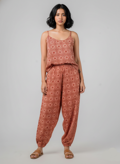 Balloon Pant Coord Set - Red Floral