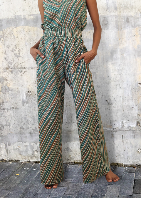 Groovy stripes wide leg pants women