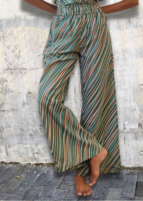 Groovy stripes wide leg pants women