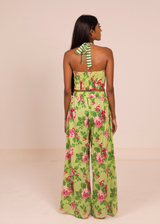 Chhaya Wide Leg Pant - Green Roses