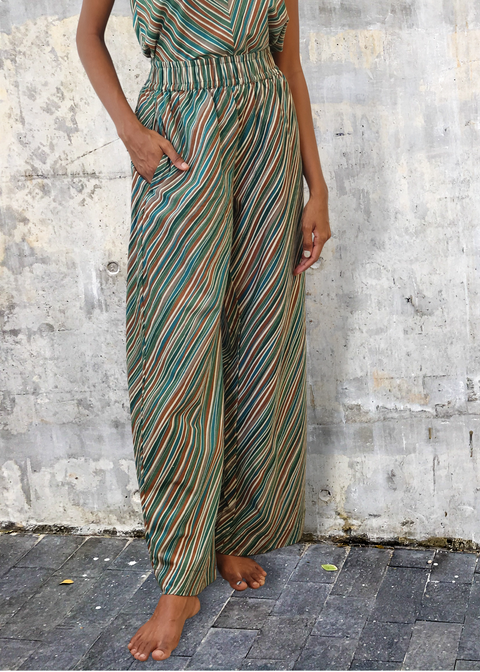 Groovy stripes wide leg pants women