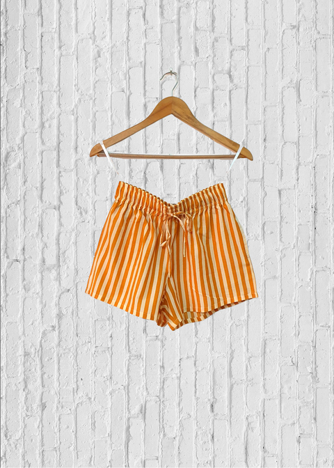 Mustard Stripes Ela Shorts For Women