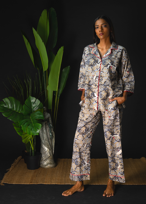 Sharan Boxy PJ Set - Crayon Cranes