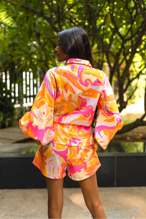 Tie Front Top - Pink Poseidon