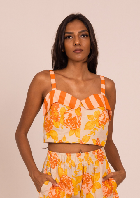 Retro Crop Top - Blush Roses