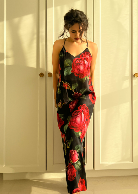 Slip Dress  - Red Roses