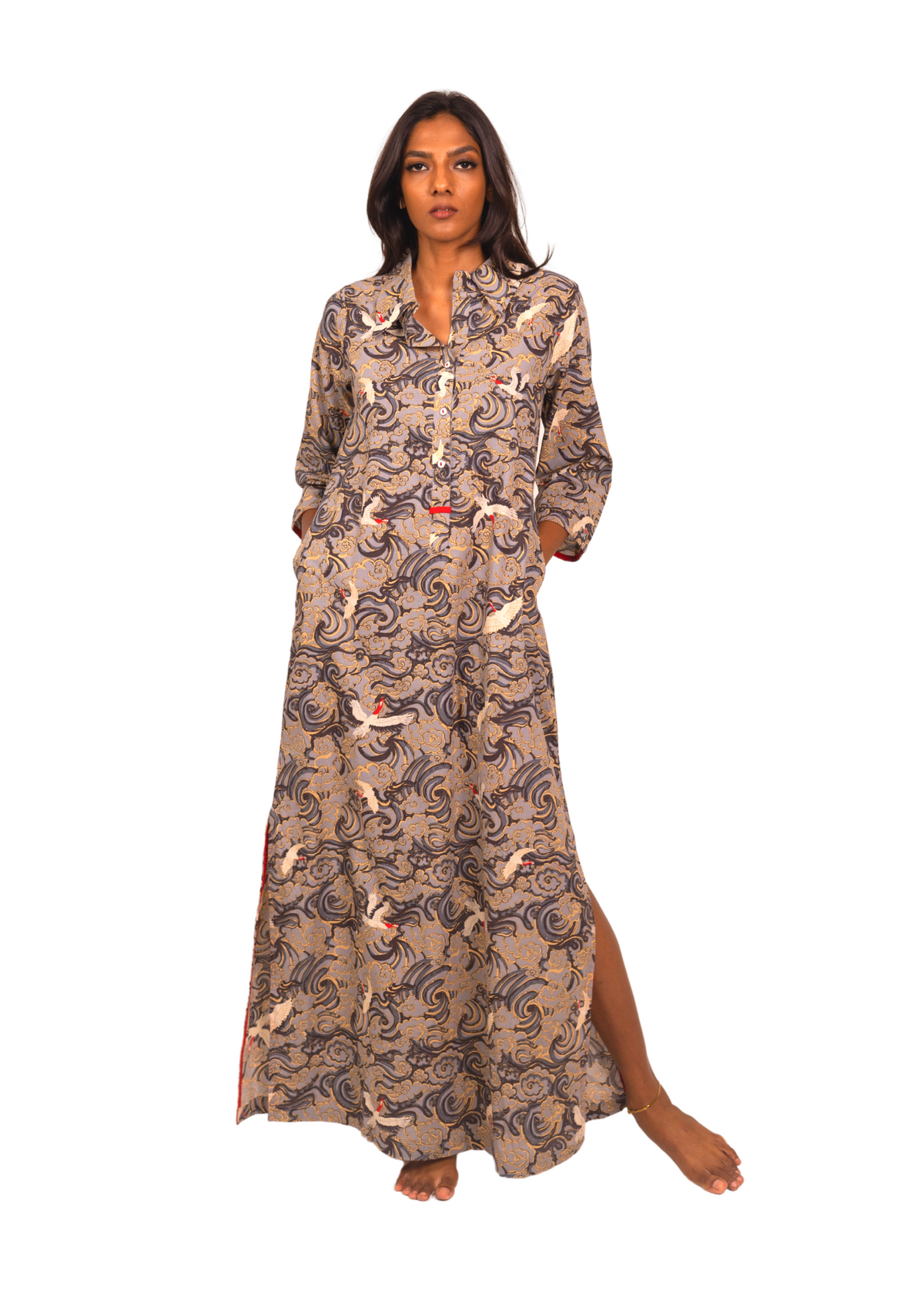 Nikki Lounge Dress - Crayon Cranes