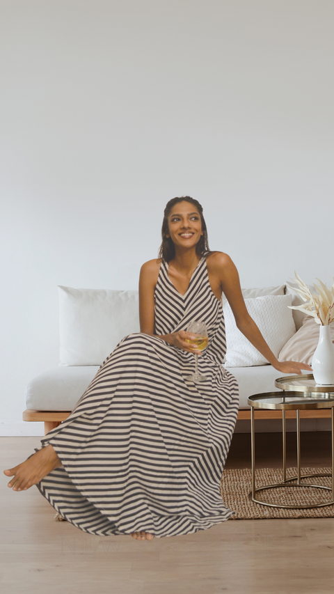 Sud de l'Inde Dress - BW Stripes